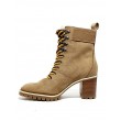 Women\'s Boot Tommy Hilfiger Sporty Outdoor Mid Heel Lace Up FW0FW04341-GE4 Camel Suede