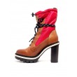 Γυναικείο Μποτάκι Tommy Hilfiger Fun Outdoor Nylon Bootie FW0FW04345-681 Ταμπά-Κόκκινο Δέρμα-Υφασμα