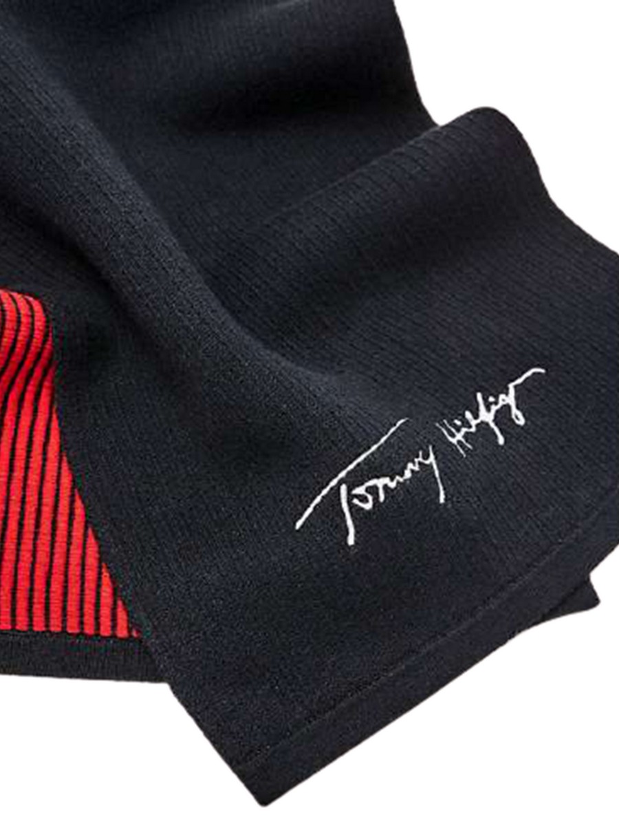 ΑΝΔΡΙΚΟ ΚΑΣΚΟΛ TOMMY HILFIGER TH SIGNATURE SCARF AM0AM06740-0G0 ΜΠΛΕ-KOKKINO ΥΦΑΣΜΑ