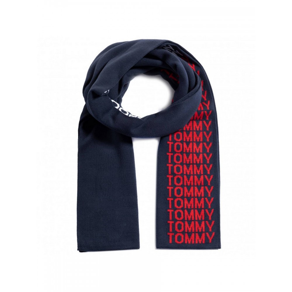 ΑΝΔΡΙΚΟ ΚΑΣΚΟΛ TOMMY HILFIGER TJM LOGO TAPE SCARF AM0AM06678-TJM ΜΠΛΕ ΥΦΑΣΜΑ