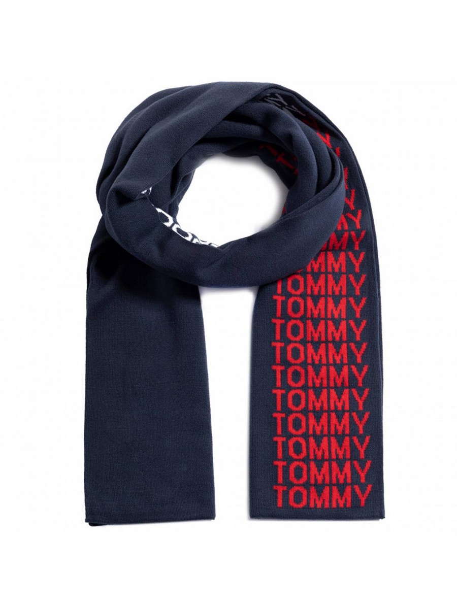 ΑΝΔΡΙΚΟ ΚΑΣΚΟΛ TOMMY HILFIGER TJM LOGO TAPE SCARF AM0AM06678-TJM ΜΠΛΕ ΥΦΑΣΜΑ