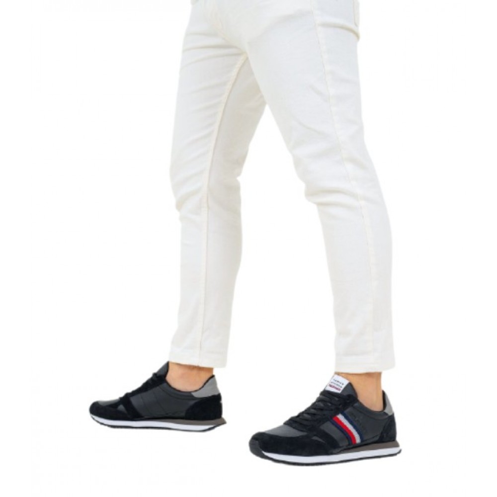 Men Sneaker Tommy Hilfiger Runner Lo Leather Stripew FM0FM03430-BDS Black Men Sneaker Tommy Hilfiger Runner Lo Leather Stripew FM0FM03430-BDS Black