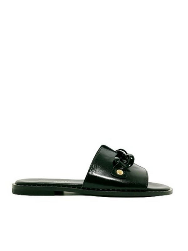 Women Mule Wall Street 156-21309 Black Leather