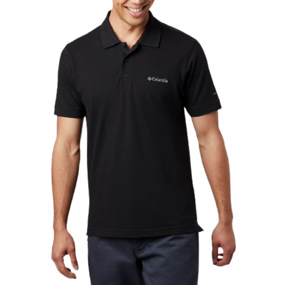 Men\'s T-Shirt Polo Columbia Cascade Range Polo AO1217-011 Black Fabric