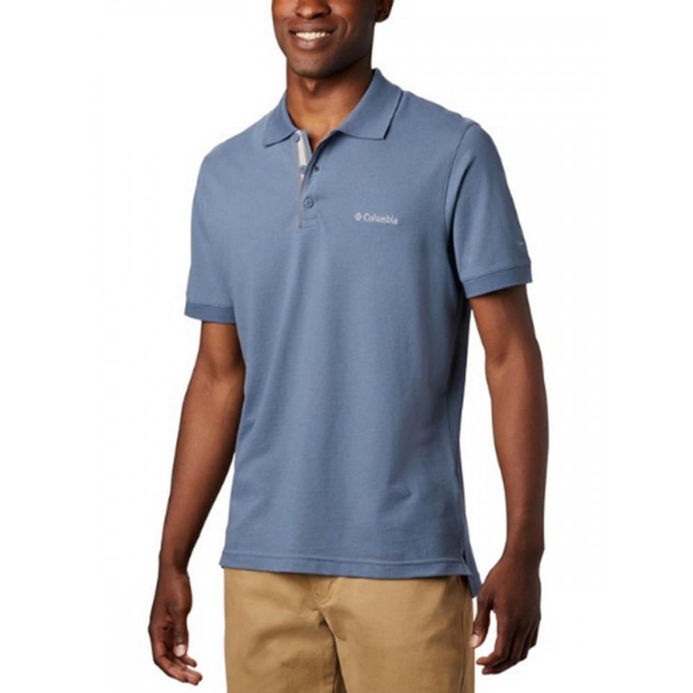 Men\'s T-Shirt Polo Columbia Cascade Range Polo AO1217-441 Light Bluei Fabric