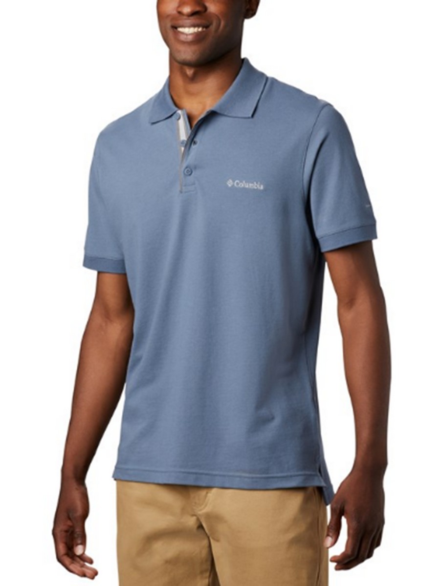 Men's T-Shirt Polo Columbia Cascade Range Polo AO1217-441 Light Bluei Fabric