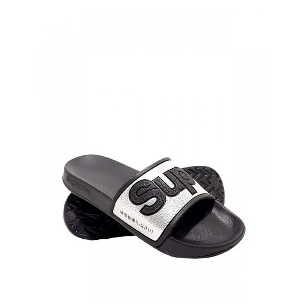 Γυναικεία Slider Superdry Eva Pool Slide WF300004A Μαύρη-Ασημί