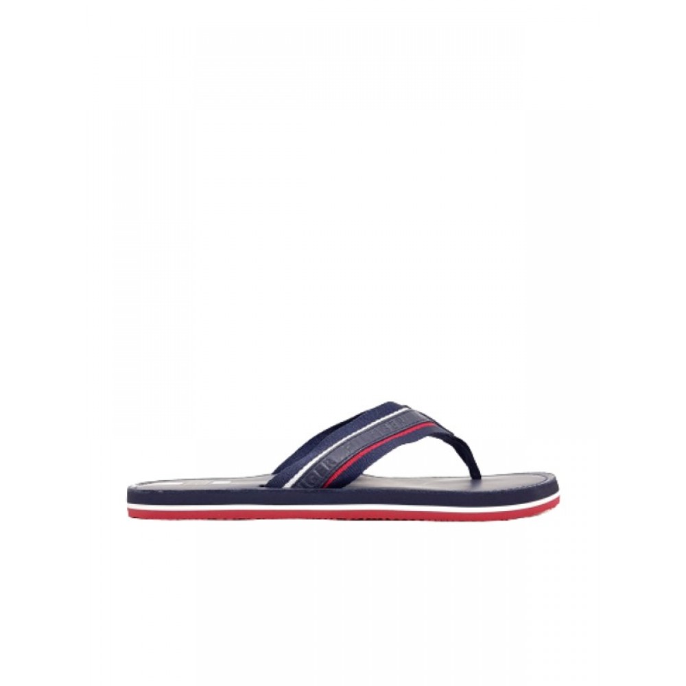 Men Flip Flop Tommy Hilfiger Elevated Leather Beach Sandal FM0FM03384-DW5 Blue