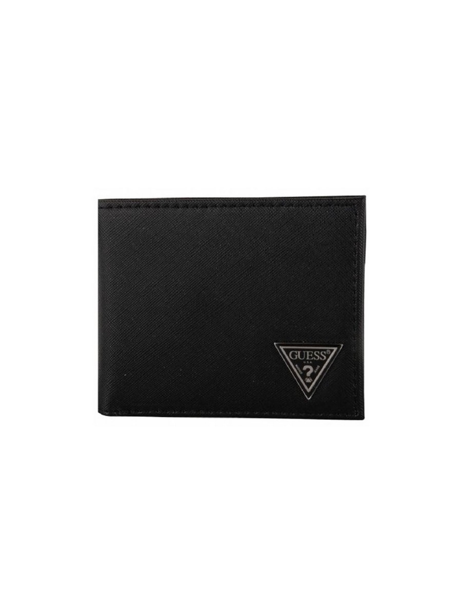 MEN WALLET GUESS CERTOSA SAFFIANO BLACK LEATHER