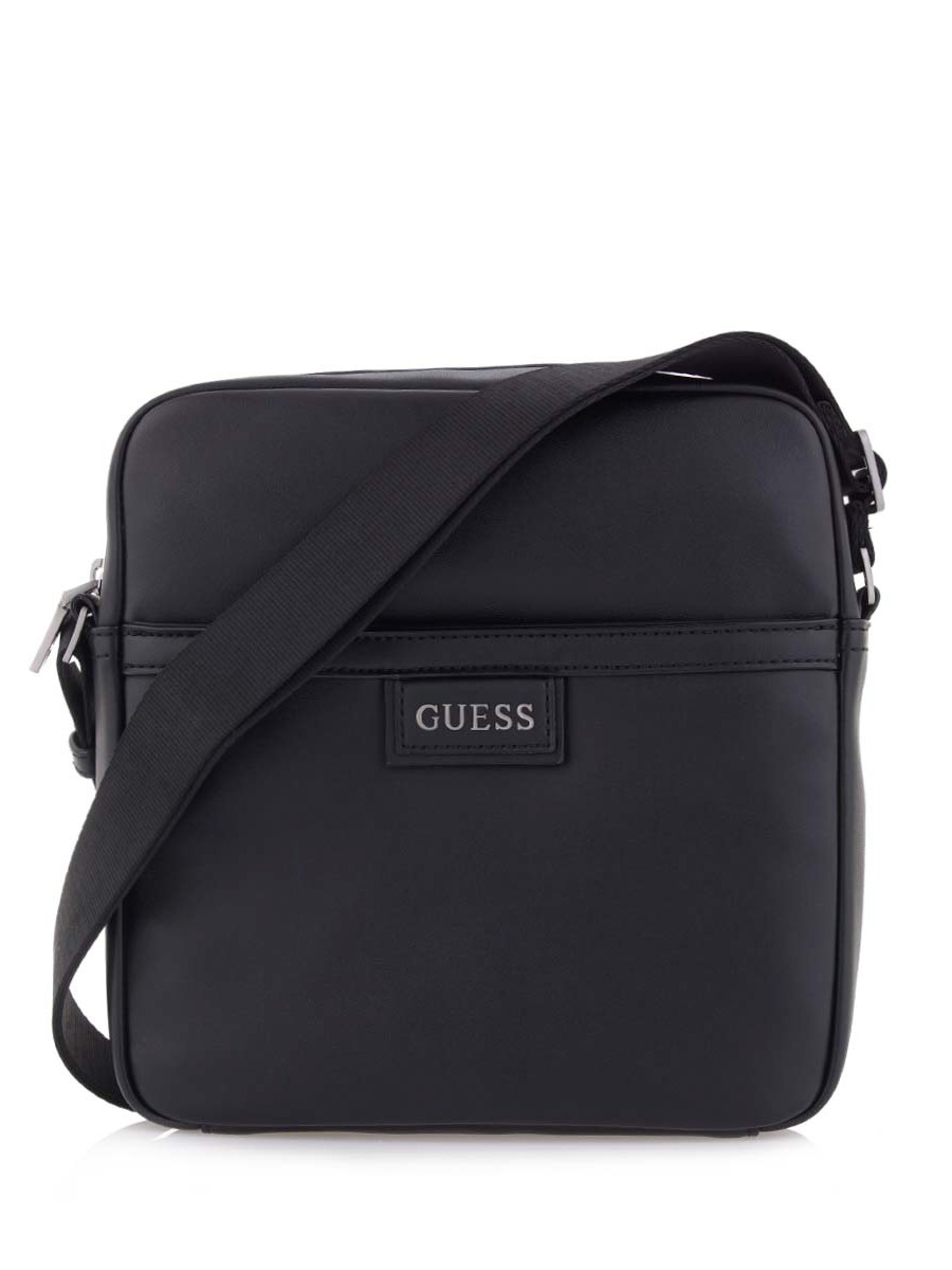 ΑΝΔΡΙΚΟ ΤΣΑΝΤΑΚΙ GUESS SCALA TOP ZIP CROSSBODY FLAT ΜΑΥΡΟ ΣΥΝΘΕΤΙΚΟ