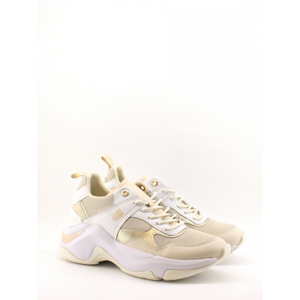 WOMEN SNEAKER TOMMY HILFIGER FASHION WEDGE SNEAKER FW05799-AA8 BIEGE LEATHER - FABRIC WOMEN SNEAKER TOMMY HILFIGER FASHION WEDGE SNEAKER FW05799-AA8 BIEGE LEATHER - FABRIC