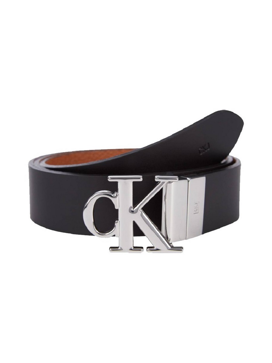 WOMEN BELT CALVIN KLEIN REV LOGO SM LTH 30 MM K60K607601-00V BLACK LEATHER