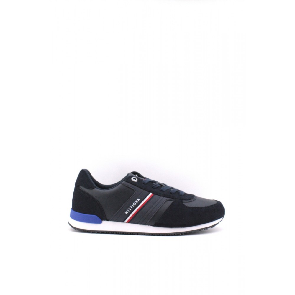 MEN SNEAKER TOMMY HILFIGER ICONIC RUNNER LEATHER MIX FM0FM3743-DW5 BLUE LEATHER MEN SNEAKER TOMMY HILFIGER ICONIC RUNNER LEATHER MIX FM0FM3743-DW5 BLUE LEATHER