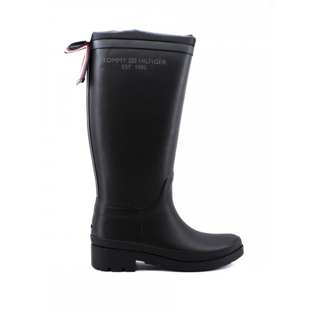 WOMEN RAINBOOT TOMMY HILFIGER TH OVERKNEE RAINBOOT FW0FW05962-BDS BLACK RUBBER