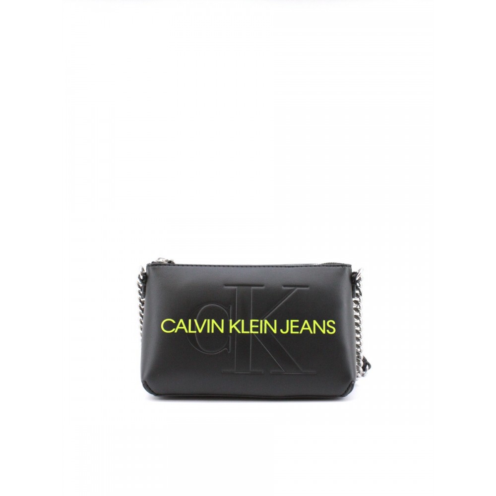 WOMEN BAG CALVIN KLEIN SCULPTED CAMERA POUNCH W/CHA MONO K60K608688-BDS BLACK SYNTHETIC