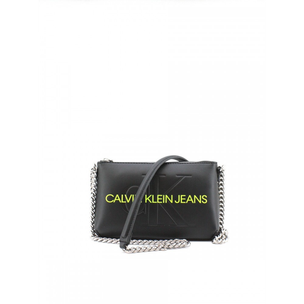 WOMEN BAG CALVIN KLEIN SCULPTED CAMERA POUNCH W/CHA MONO K60K608688-BDS BLACK SYNTHETIC