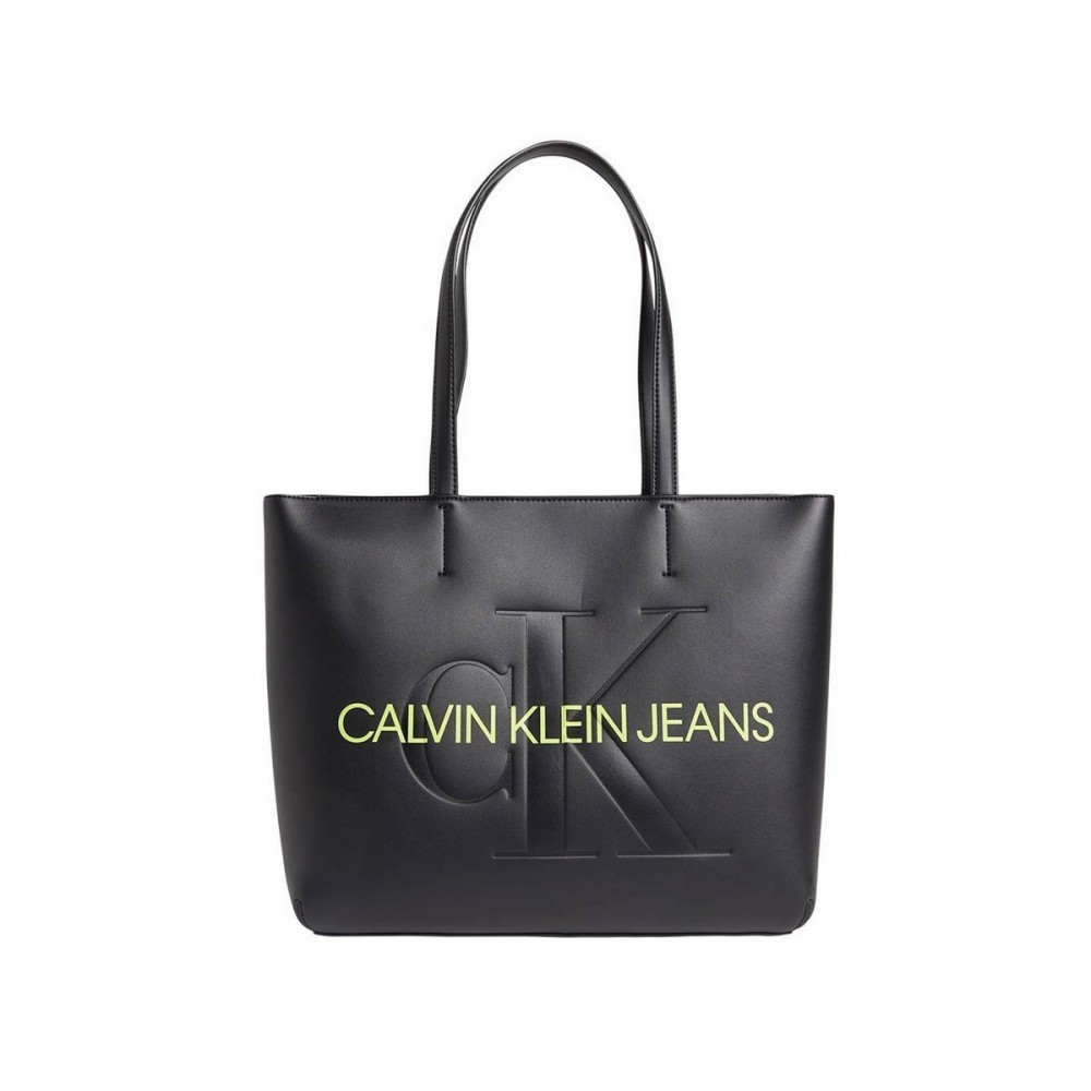 WOMEN BAG CALVIN KLEIN SCULPTED SHOPPER 29 MONO K60K608374-BDS BLACK SYNTHETIC