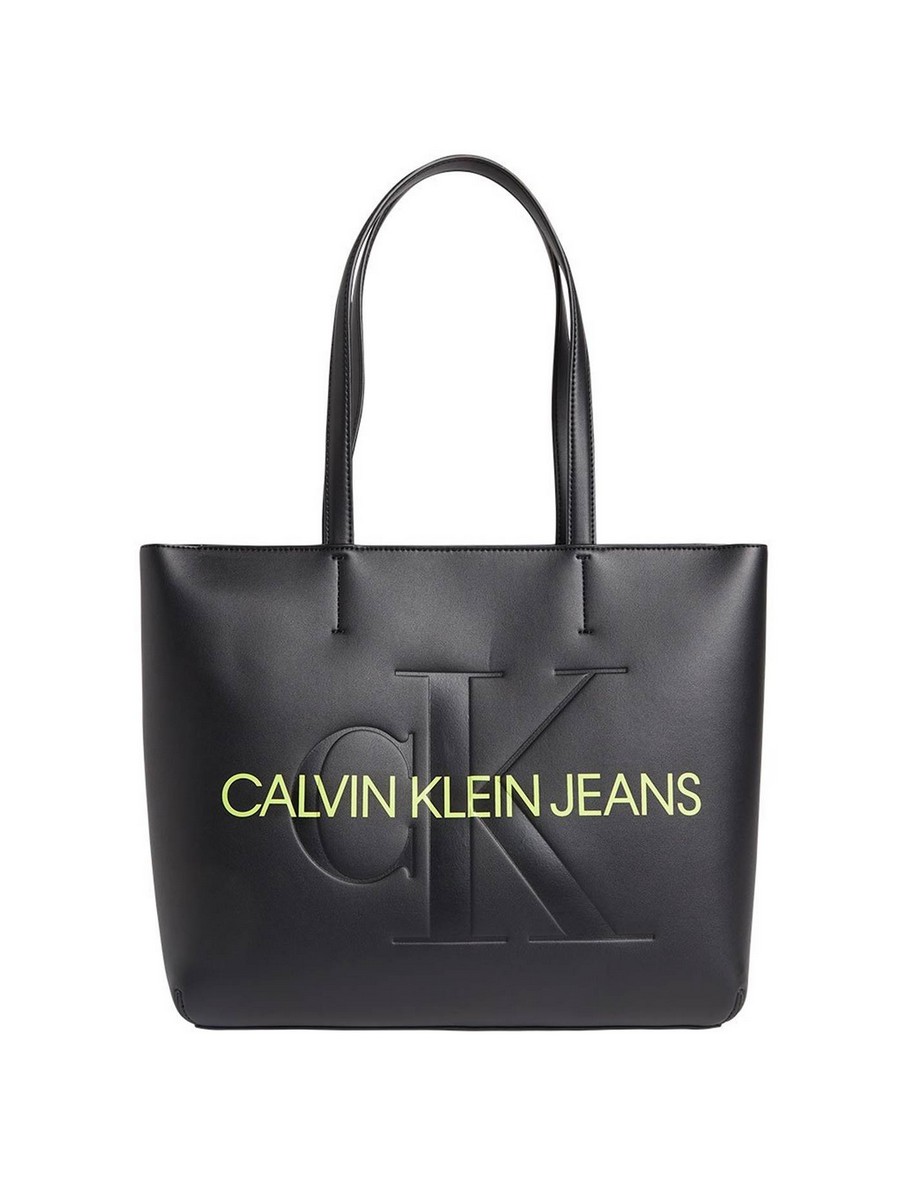 WOMEN BAG CALVIN KLEIN SCULPTED SHOPPER 29 MONO K60K608374-BDS BLACK SYNTHETIC