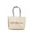 ΓΥΝΑΙΚΕΙΑ ΤΣΑΝΤΑ CALVIN KLEIN SCULPTED SHOPPER 29 MONO K60K608374-AEO ΜΠΕΖ ΣΥΝΘΕΤΙΚΟ