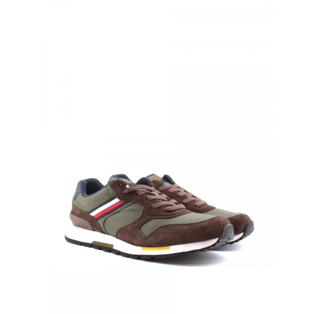 ΑΝΔΡΙΚΟ SNEAKER TOMMY HILFIGER RETRO RUNNER MIX STRIPES FM0FM03745-RBN ΧΑΚΙ ΥΦΑΣΜΑ