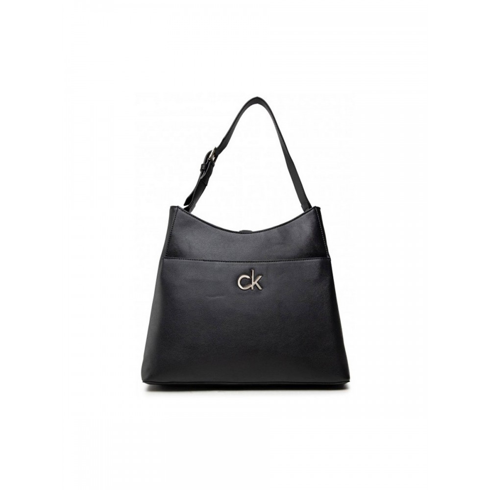 WOMEN BAG CALVIN KLEIN RE-LOCK HOBO MD K60K608412-BAX BLACK SYNTHETIC