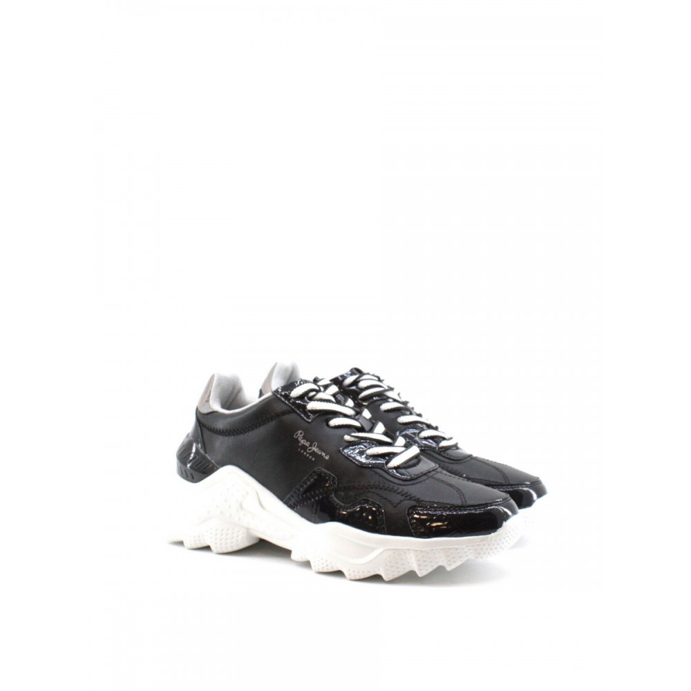 WOMEN SNEAKER PEPE JEANS ECCLES CROCO PLS31224-999 BLACK SYNTHETIC