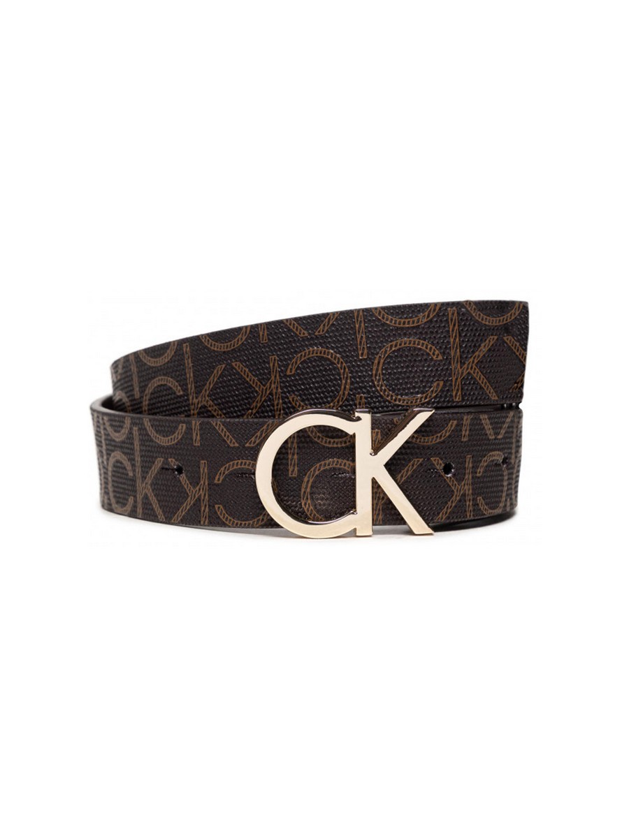 WOMEN BELT CALVIN KLEIN MONO MIX CK LOGO REV BELT 30MM K60K608476-0HH BROWN LEATHER