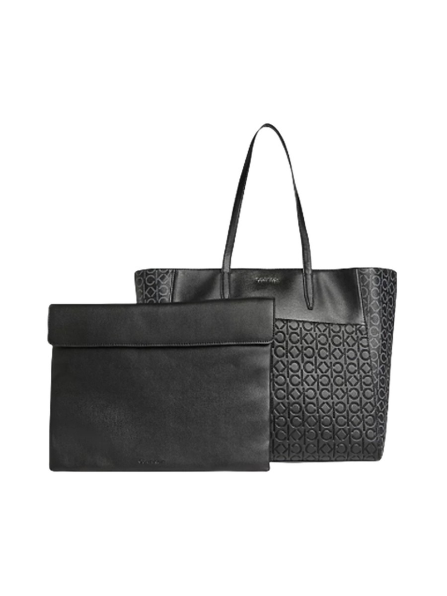 ΓΥΝΑΙΚΕΙΑ ΤΣΑΝΤΑ CALVIN KLEIN MONO MIX SHOPER W/LAPTOP POUCH K60K608423-0GJ ΜΑΥΡΟ ΣΥΝΘΕΤΙΚΟ