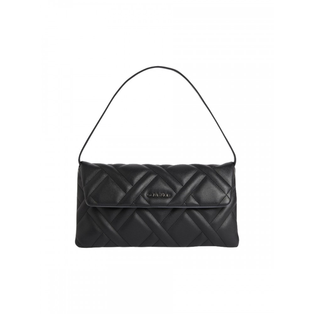WOMEN BAG CALVIN KLEIN CK QUILT CLUTCH MD K60K608447-BAX BLACK SYNTHETIC
