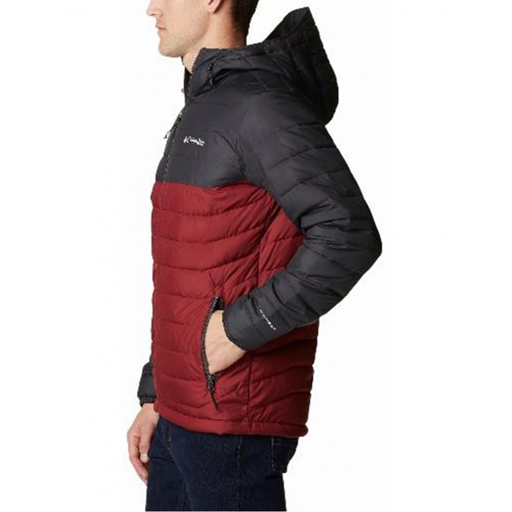 ΑΝΔΡΙΚΟ ΜΠΟΥΦΑΝ COLUMBIA POWDER LITE HOODED JACKET WO1151-667 ΚΟΚΚΙΝΟ-ΓΚΡΙ ΥΦΑΣΜΑ