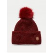 Women Tommy Hilfiger Th Effortless Beanie Pom Pom AW0AW10623-VLP Bordeaux