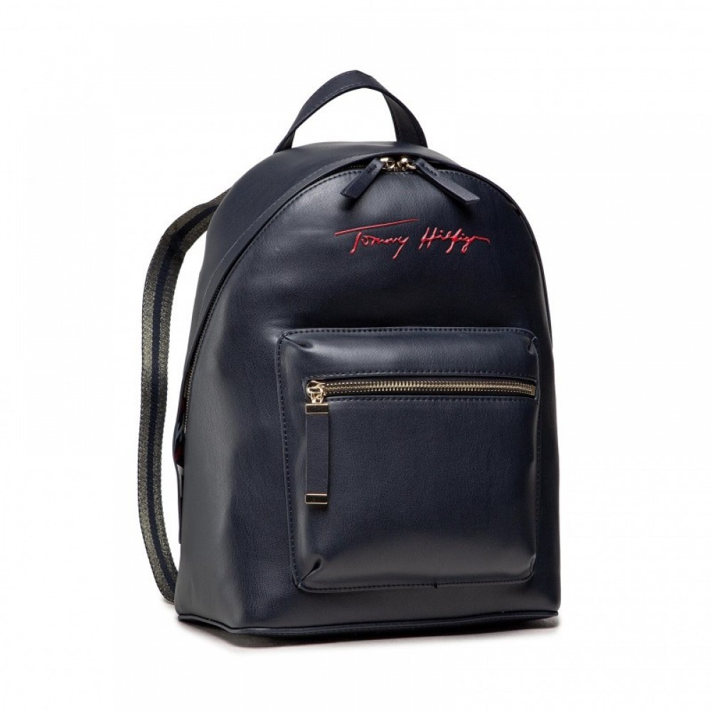 Γυναικεία Τσάντα Tommy Hilfiger Iconic Tommy Backpack Sing AW0AW10459-DW5 Μπλε Eco Leather