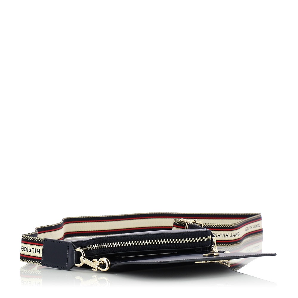Women Bag Tommy Hilfiger Iconic Tommy Crossover Sing AW0AW10461-BDS Black Eco Leather