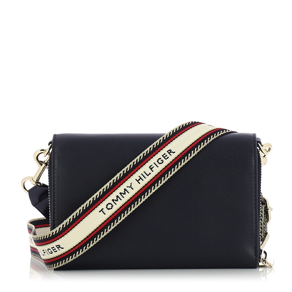Women Bag Tommy Hilfiger Iconic Tommy Crossover Sing AW0AW10461-BDS Black Eco Leather