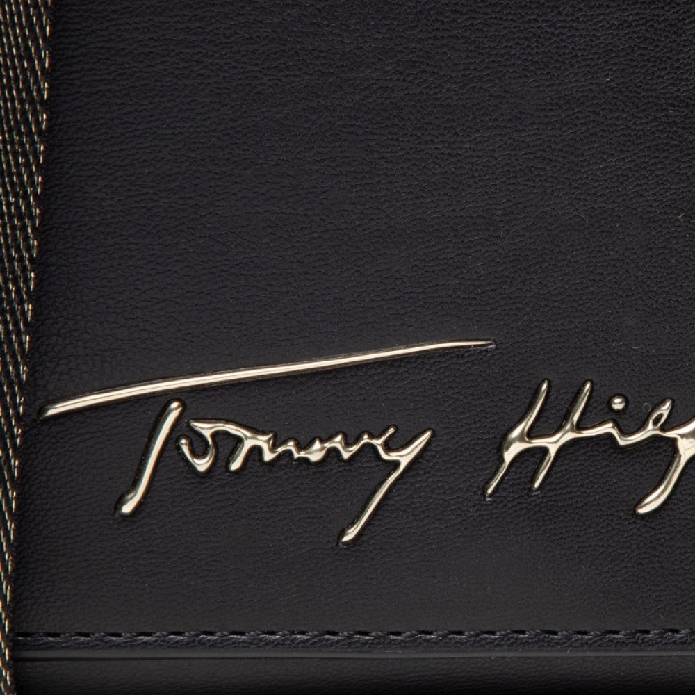 Women Bag Tommy Hilfiger Iconic Tommy Crossover Sing AW0AW10461-BDS Black Eco Leather