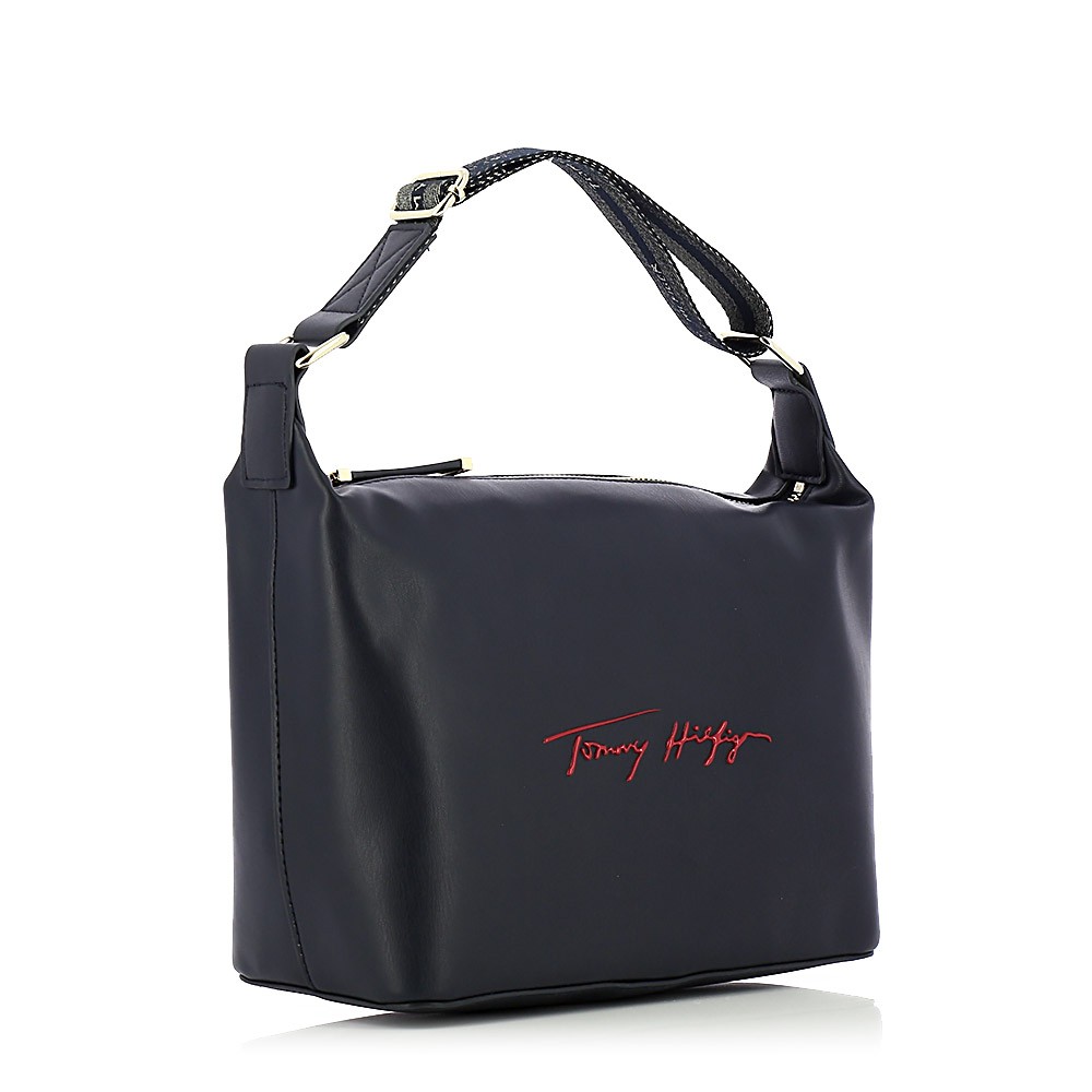 Women Bag Tommy Hilfiger Iconic Tommy Hobo Sing AW0AW10472-DW5 Blue Eco Leather