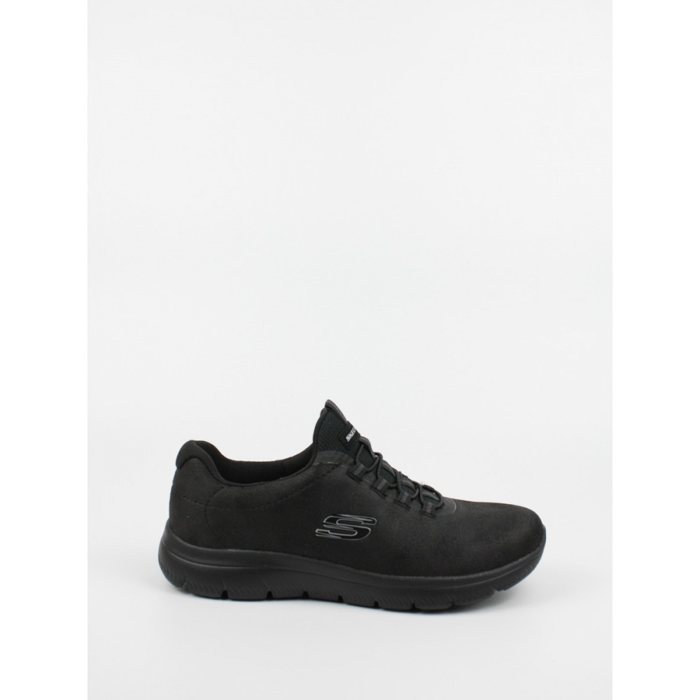 ΓΥΝΑΙΚΕΙΟ SNEAKER SKECHERS 149200 BBK ΜΑΥΡΟ ΥΦΑΣΜΑ