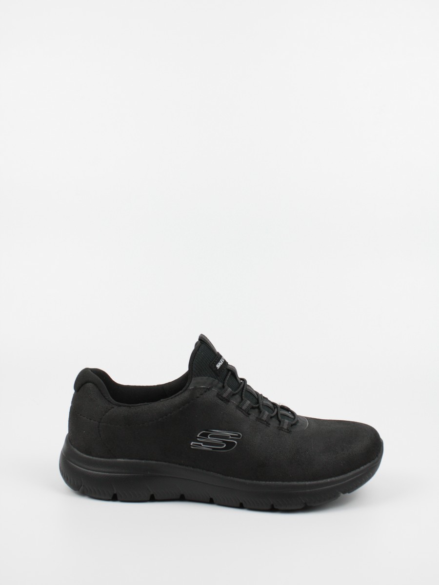 ΓΥΝΑΙΚΕΙΟ SNEAKER SKECHERS 149200 BBK ΜΑΥΡΟ ΥΦΑΣΜΑ