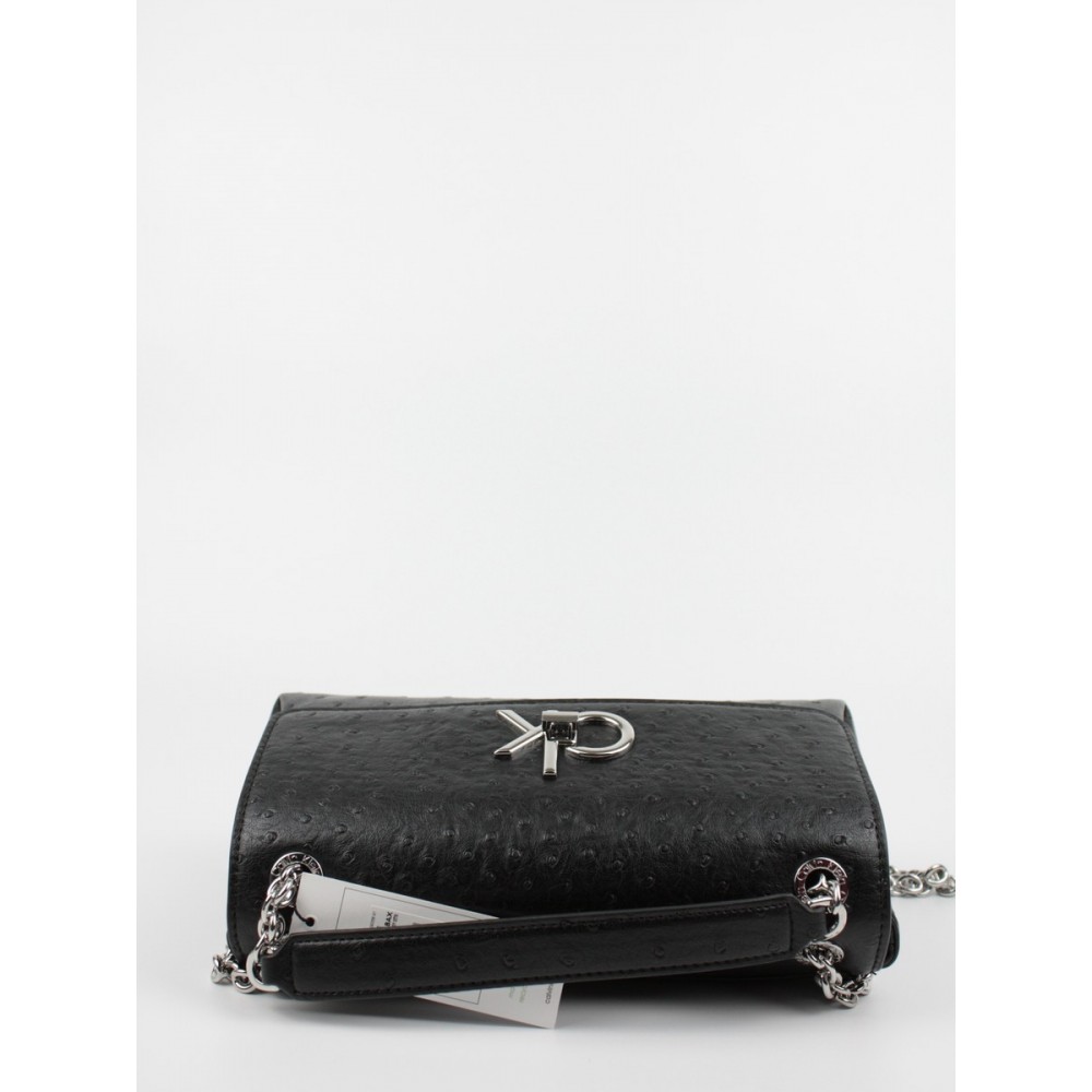 Women Bag Calvin klein Re-Lock  Ew Conv Flap Xbody Ostrich K60K608583-BAX Black Synthetic