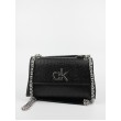 Women Bag Calvin klein Re-Lock  Ew Conv Flap Xbody Ostrich K60K608583-BAX Black Synthetic