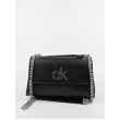 Γυναικεία Τσάντα Calvin klein Re-Lock  Ew Conv Flap Xbody Ostrich K60K608583-BAX Μαύρο Συνθετικό