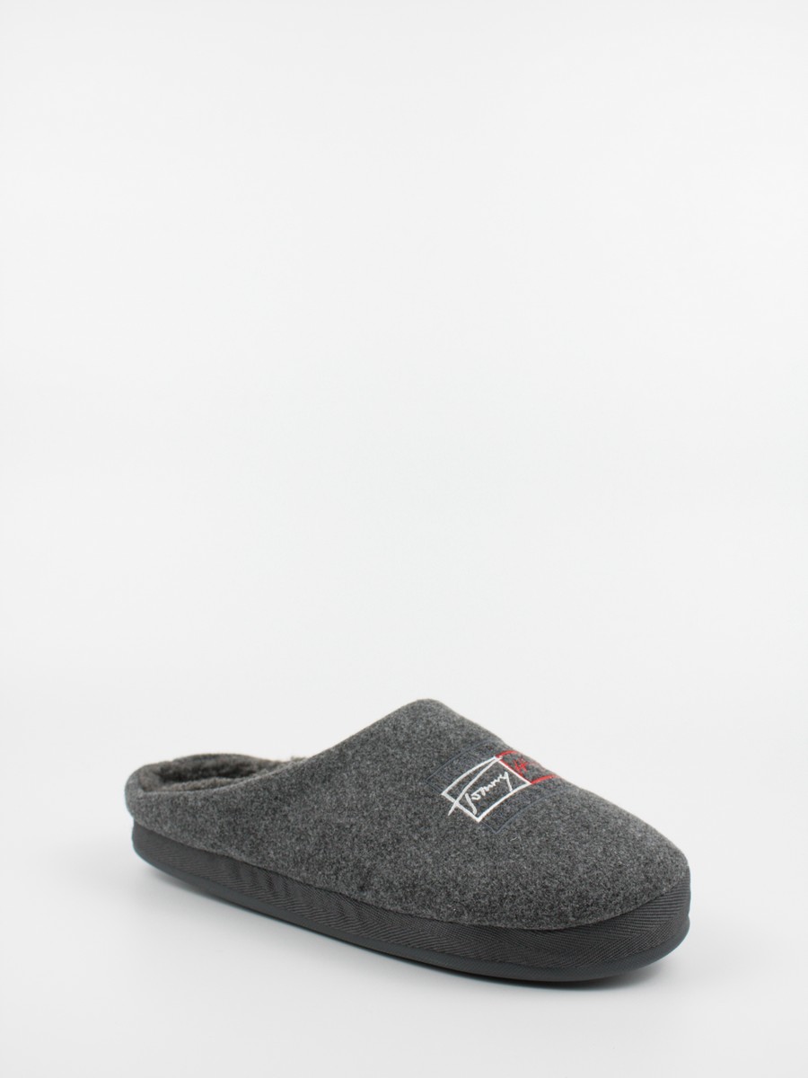 Men Slippers Tommy Hilfiger Th Established Home Slipper FM0FM03802-PTY Grey Fabric