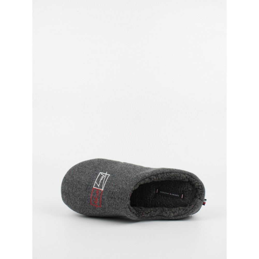 Ανδρικές Παντόφλες Tommy Hilfiger Th Established Home Slipper FM0FM03802-PTY Γκρι Υφασμα