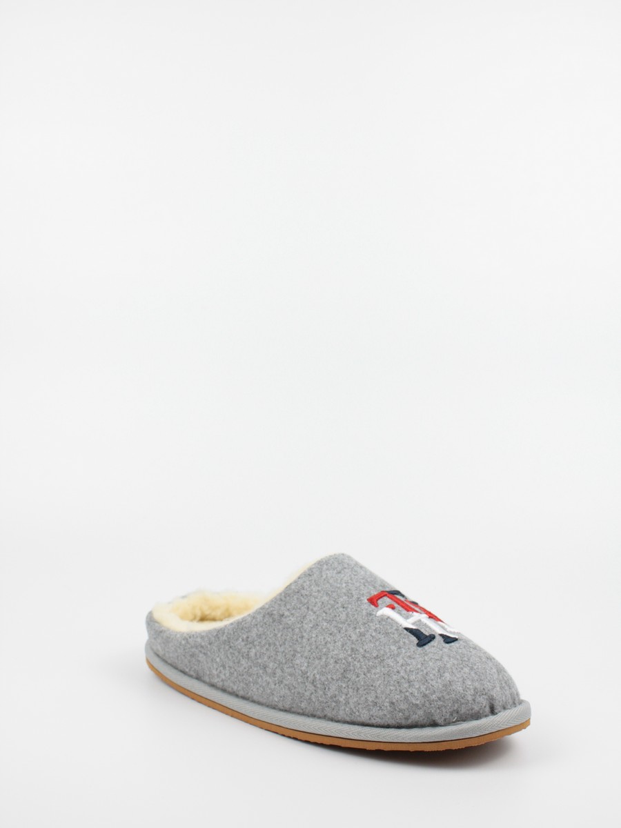 Γυναικείες Παντόφλες Tommy Hilfiger Th Embroidery Home Slipper FM0FM05492-0IM Γκρι Υφασμα