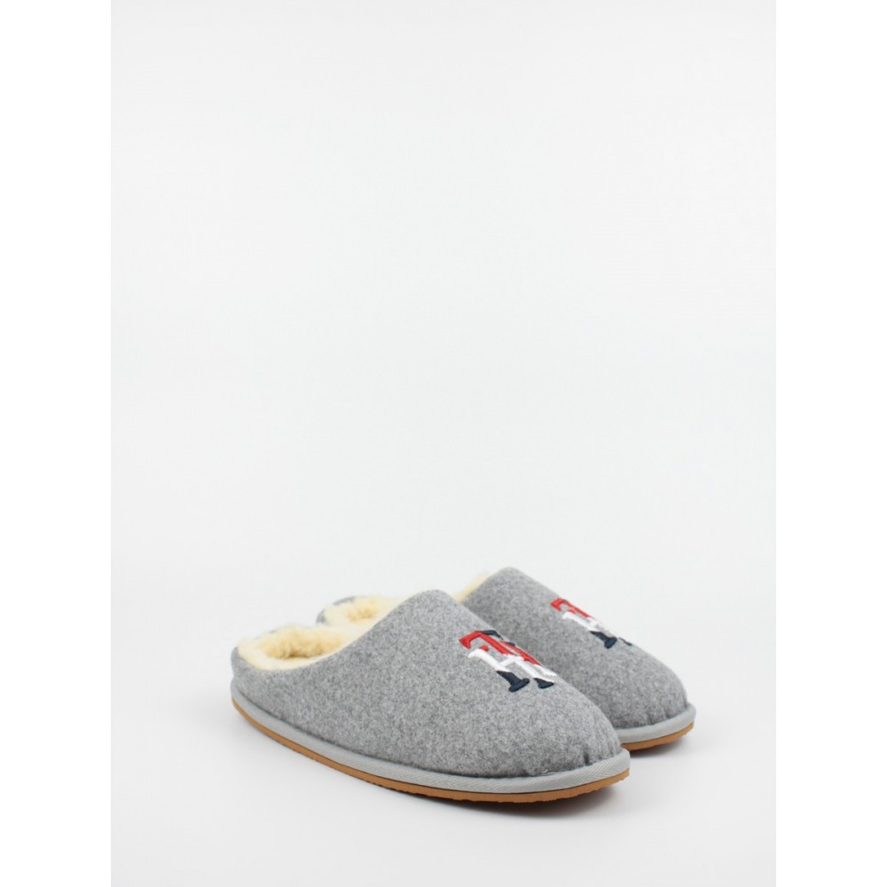 Γυναικείες Παντόφλες Tommy Hilfiger Th Embroidery Home Slipper FM0FM05492-0IM Γκρι Υφασμα