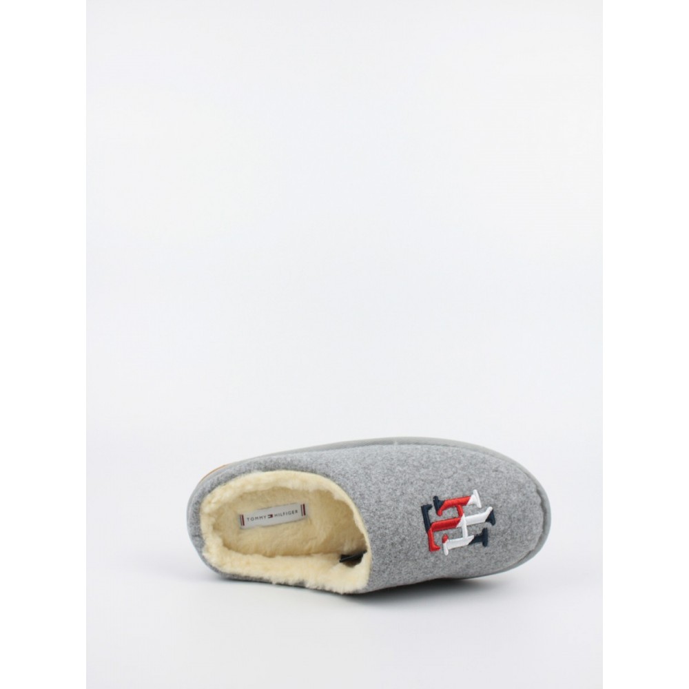 Γυναικείες Παντόφλες Tommy Hilfiger Th Embroidery Home Slipper FM0FM05492-0IM Γκρι Υφασμα