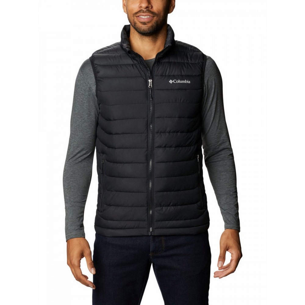 MEN\'S VEST COLUMBIA POWDER LITE VEST WO0847-010 BLACK FABRIC MEN\'S VEST COLUMBIA POWDER LITE VEST WO0847-010 BLACK FABRIC
