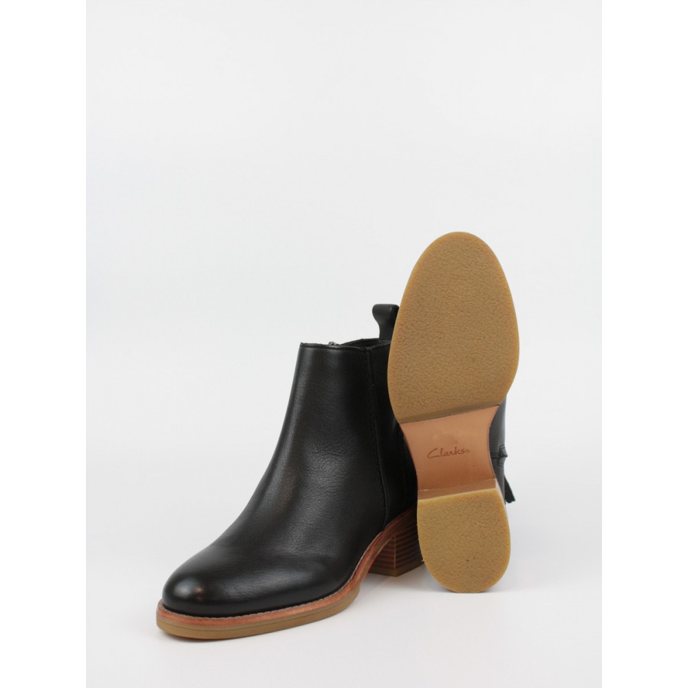 Γυναικείο Μποτάκι Clarks Cologne Zip 26161491 Μαύρο Δέρμα