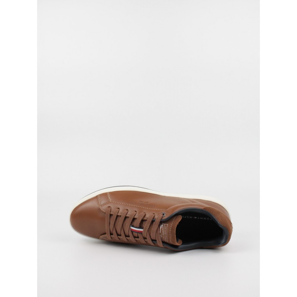 Men Sneaker Tommy Hilfiger Retro Tennis Cupsole FM0FM03749-GVI Brown Leather
