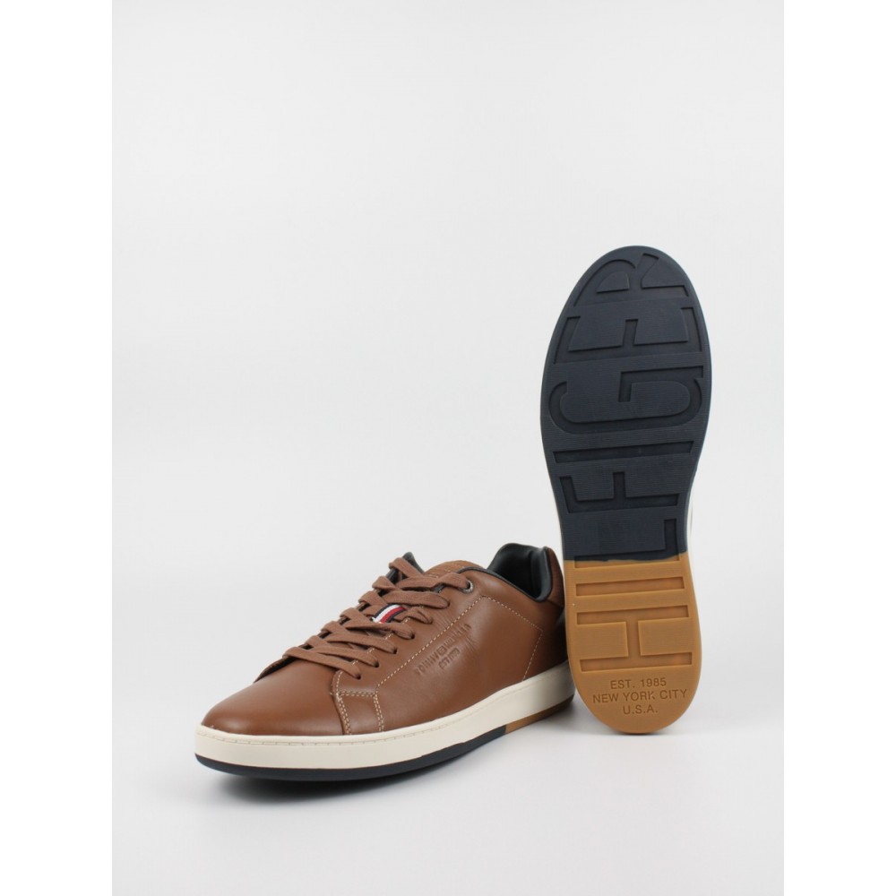 Men Sneaker Tommy Hilfiger Retro Tennis Cupsole FM0FM03749-GVI Brown Leather